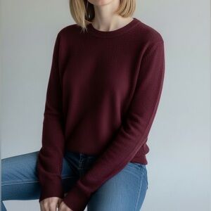 Banana Republic Italian Merino Wool Blend Burgundy Crewneck Sweater Size L